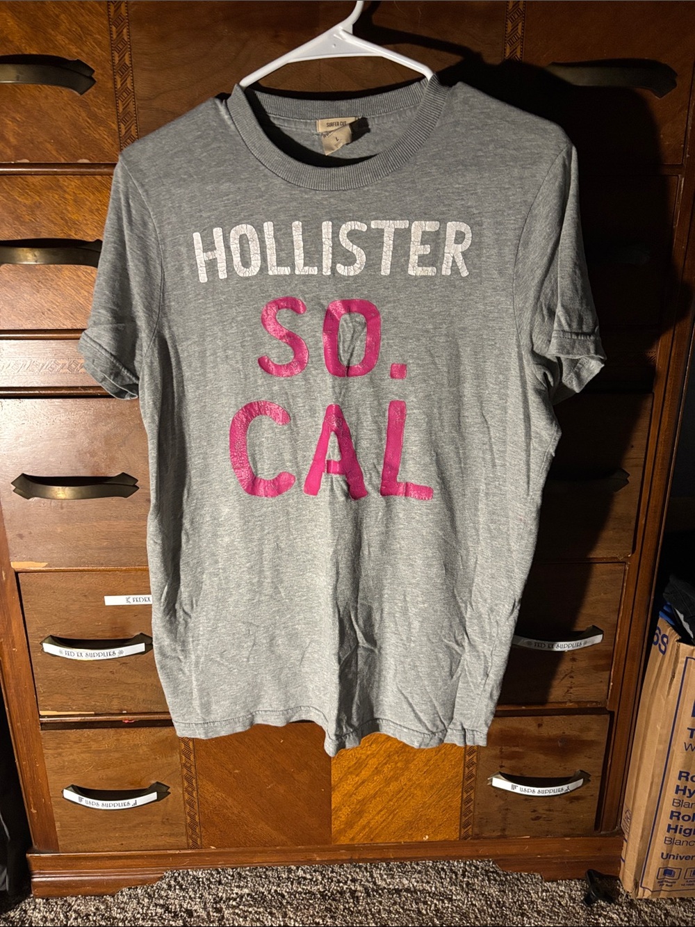 Hollister Gray Tee with Pink "SO. CAL" Graphic